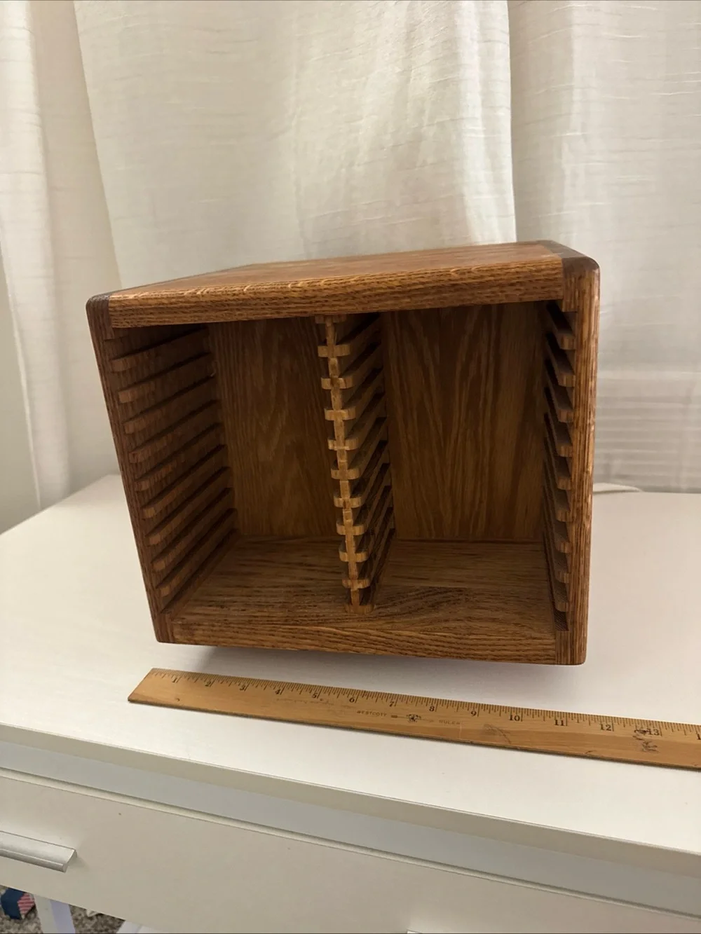 Vintage 90s Wooden CD 40 Slot Shelf Organizer Swivel Natural Brown